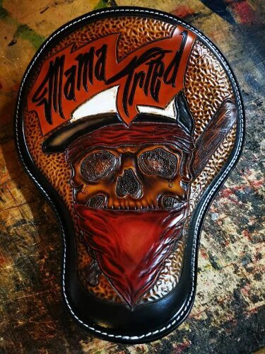 Mama Tried Tooled leather motorcycle seat Bobber Chopper