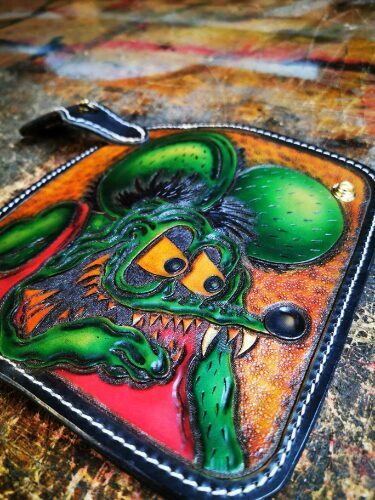 Rat Fink Trucker tooled leather wallet Kustom Kulture