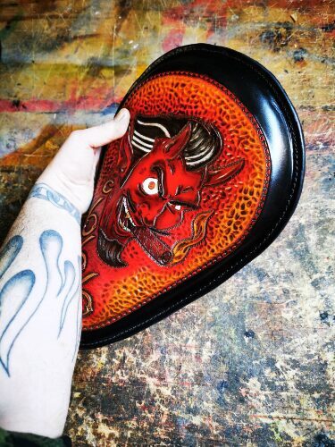 Lucky Devil 666 Motorcycle leather solo seat Bobber Chopper