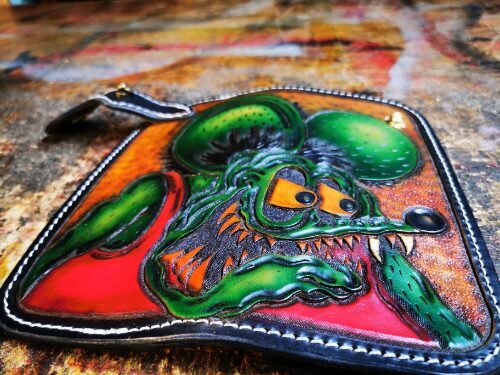 Rat Fink Trucker tooled leather wallet Kustom Kulture