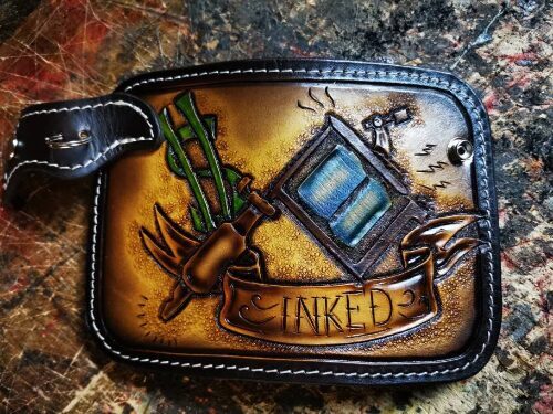 Inked Handmade Leather chain wallet