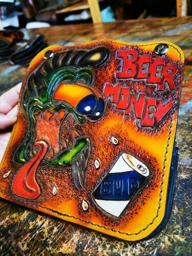 Beer Money Handmade leather wallet