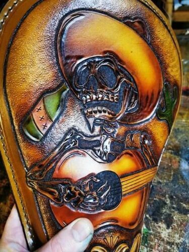 Mariachi Tooled Leather Motorcycle seat Bobber Chopper