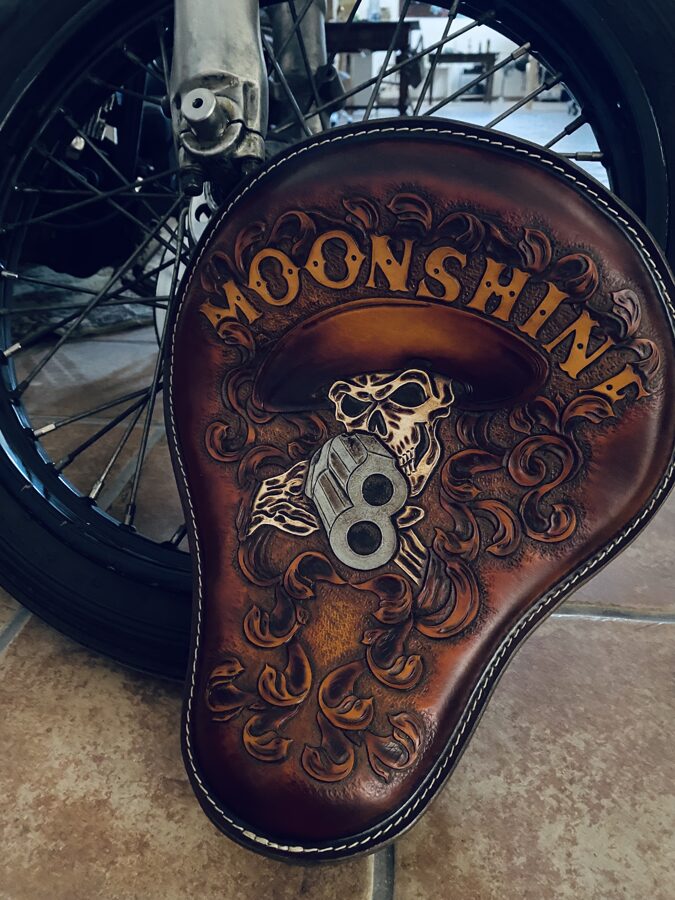 Moonshine Custom Tooled Bobber seat 