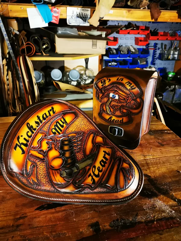 Custom made seat and side bag set